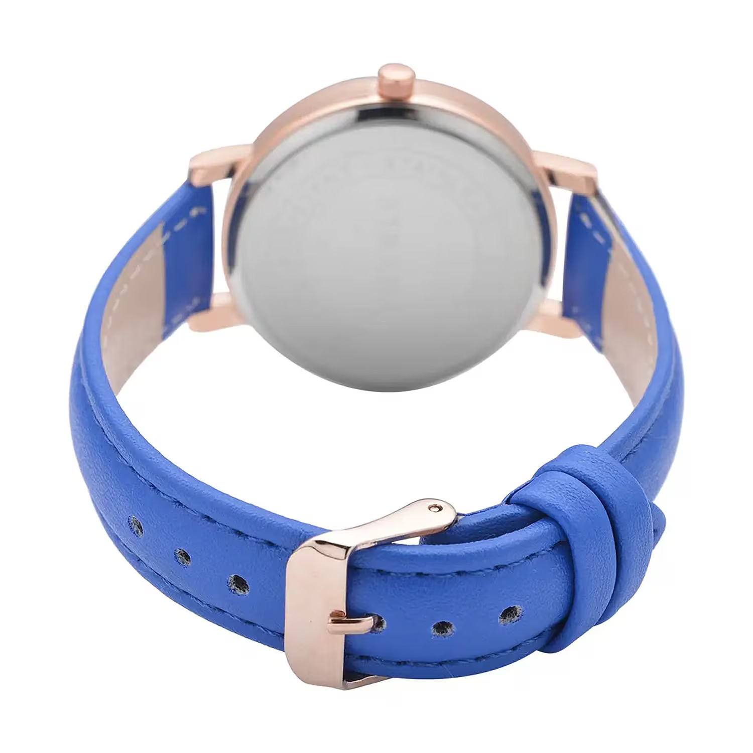 Japanese Movement Earth Pattern Dial Watch in Blue Faux Leather Strap
