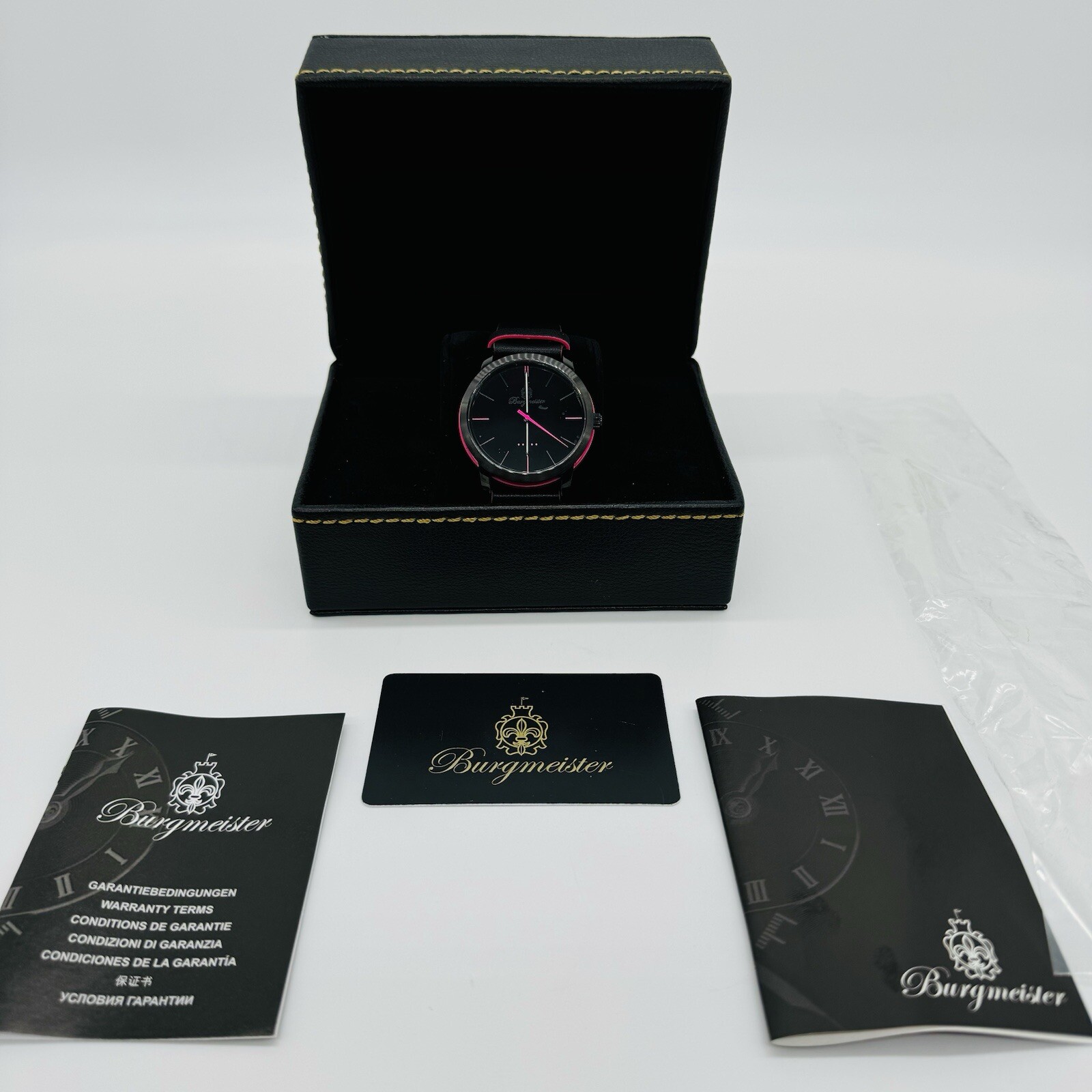 Burgmeister Damen Quarzuhr Watch, BM523-620C Black & Pink Fast Shipping New