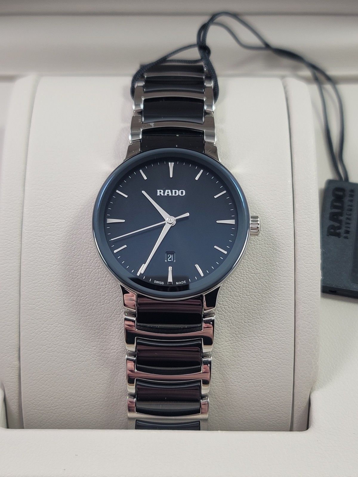 Rado Centrix Quartz Black Dial Stainless Steel Ceramic Ladies Watch R30026152