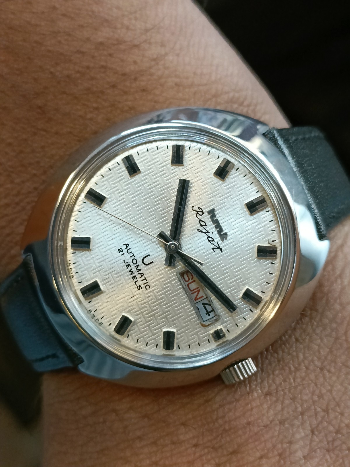 ORIGINAL HMT RAJAT 21J AUTOMATIC WHITE DIAL INDIA MEN’S WORKING CONDITION