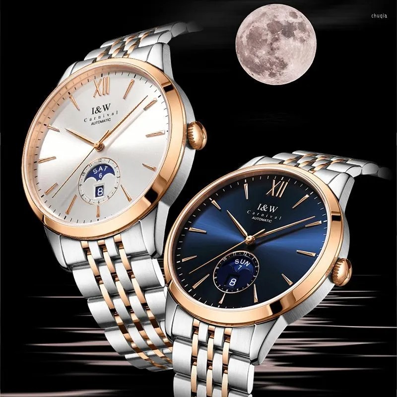 Men’s Carnival Classic Moon Phase Watch (527G) White Dial with Rose Gold Bezel