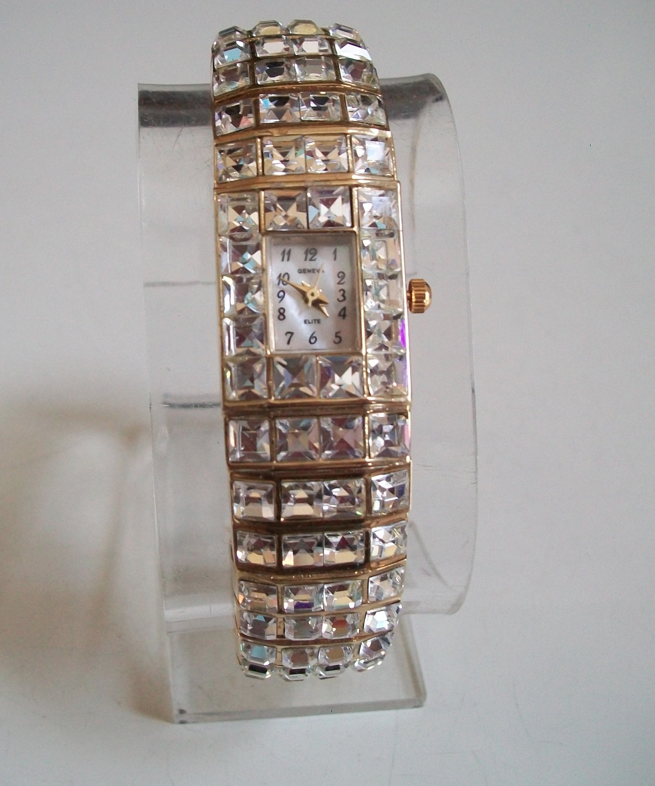 Women’s red, purple, pink, green, gold stone party bridal bangle fashion watch