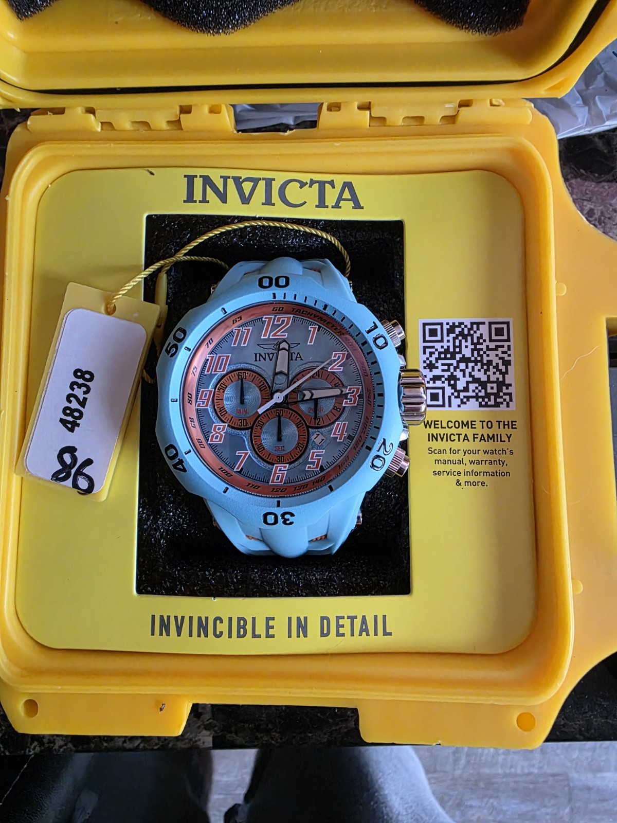 Invicta Men’s VENOM HYDRA 52mm Chronograph Dial LightBlue/ Orange Watch 48238