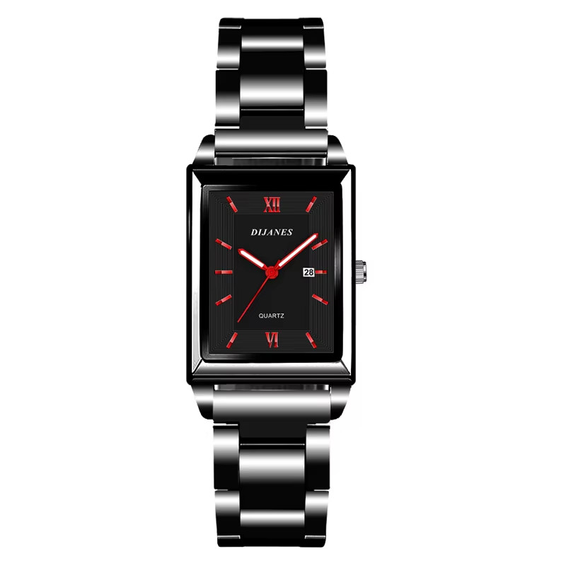 Men’s Stainless Steel Quartz Business Watch with Casual Leather Band