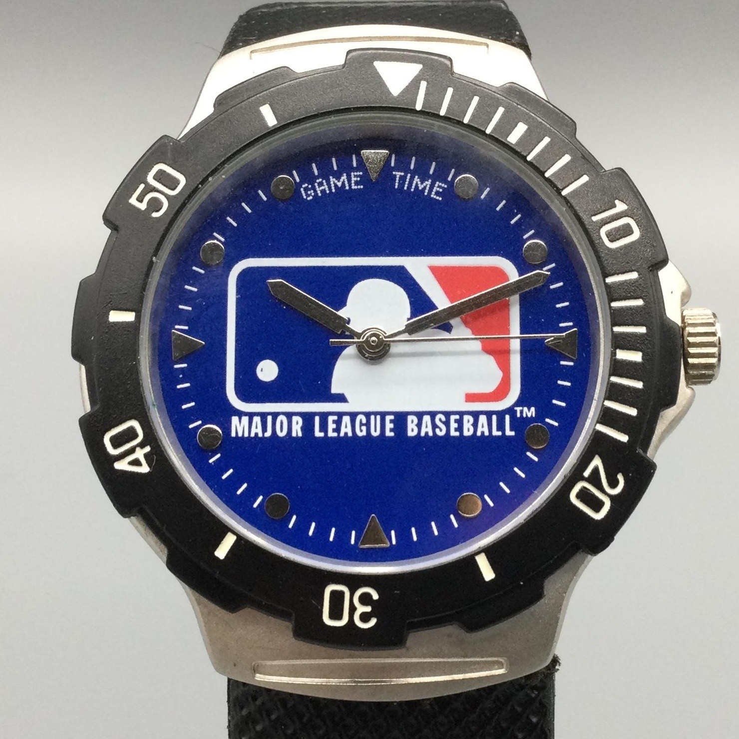 Game Time Mens Watch 38mm MLB Baseball Blue Dial Black Agent Series New Battery