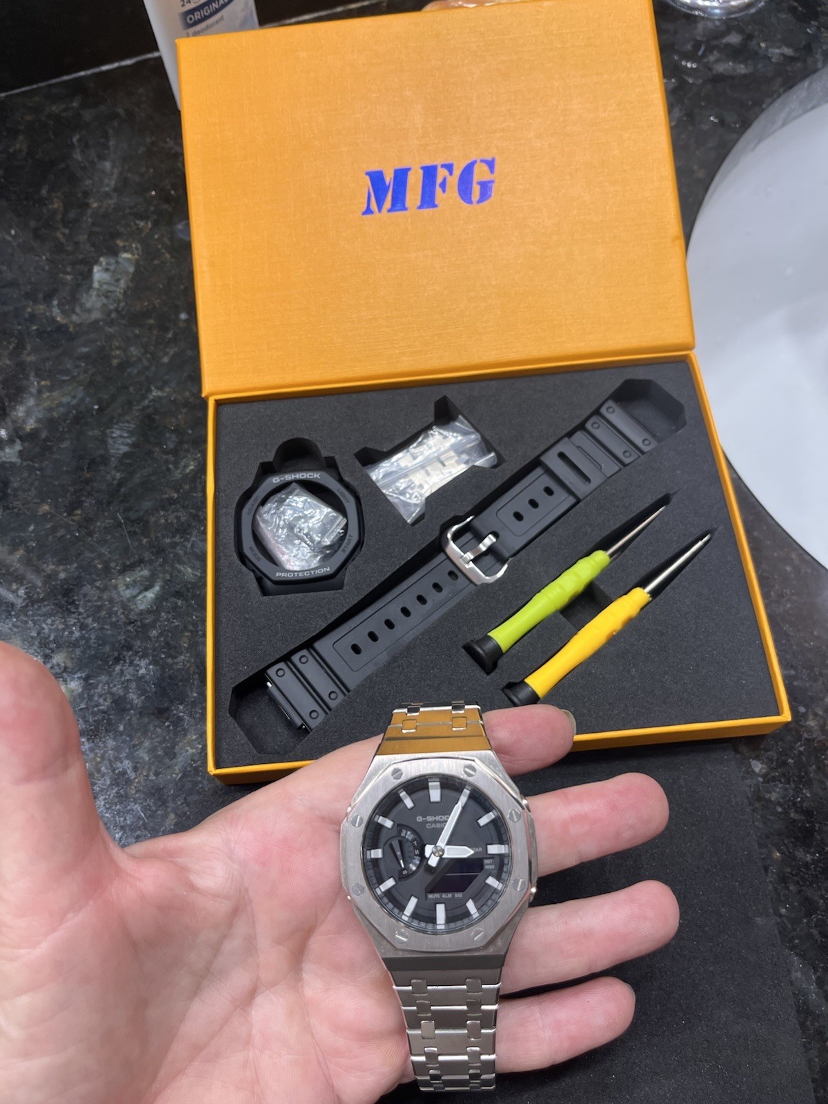 G-Shock GA 2100 AP MOD Dial AP Black Dial. Has Original Band And Dial Kit.