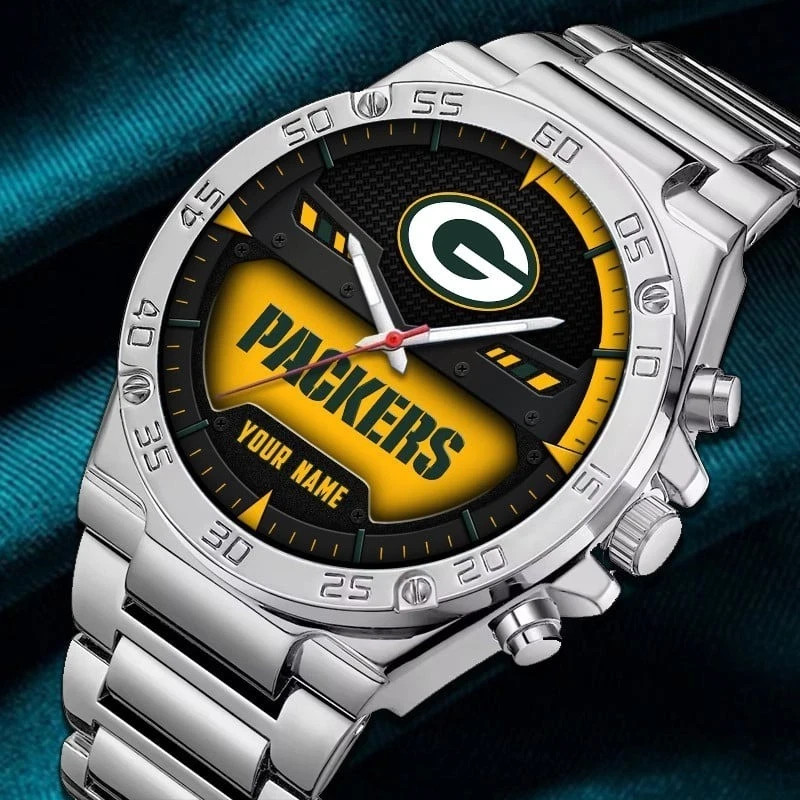 Personalized Green Bay Football Packerss Team Gentleman Stainless Steel Watch