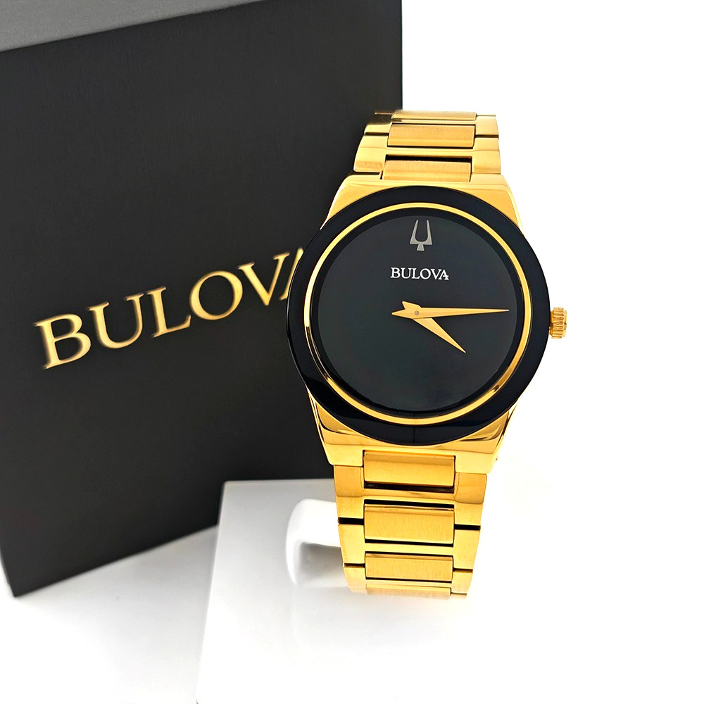 Bulova Millennia Men’s 97A183 Black Dial Gold Stainless Quartz Watch 41MM