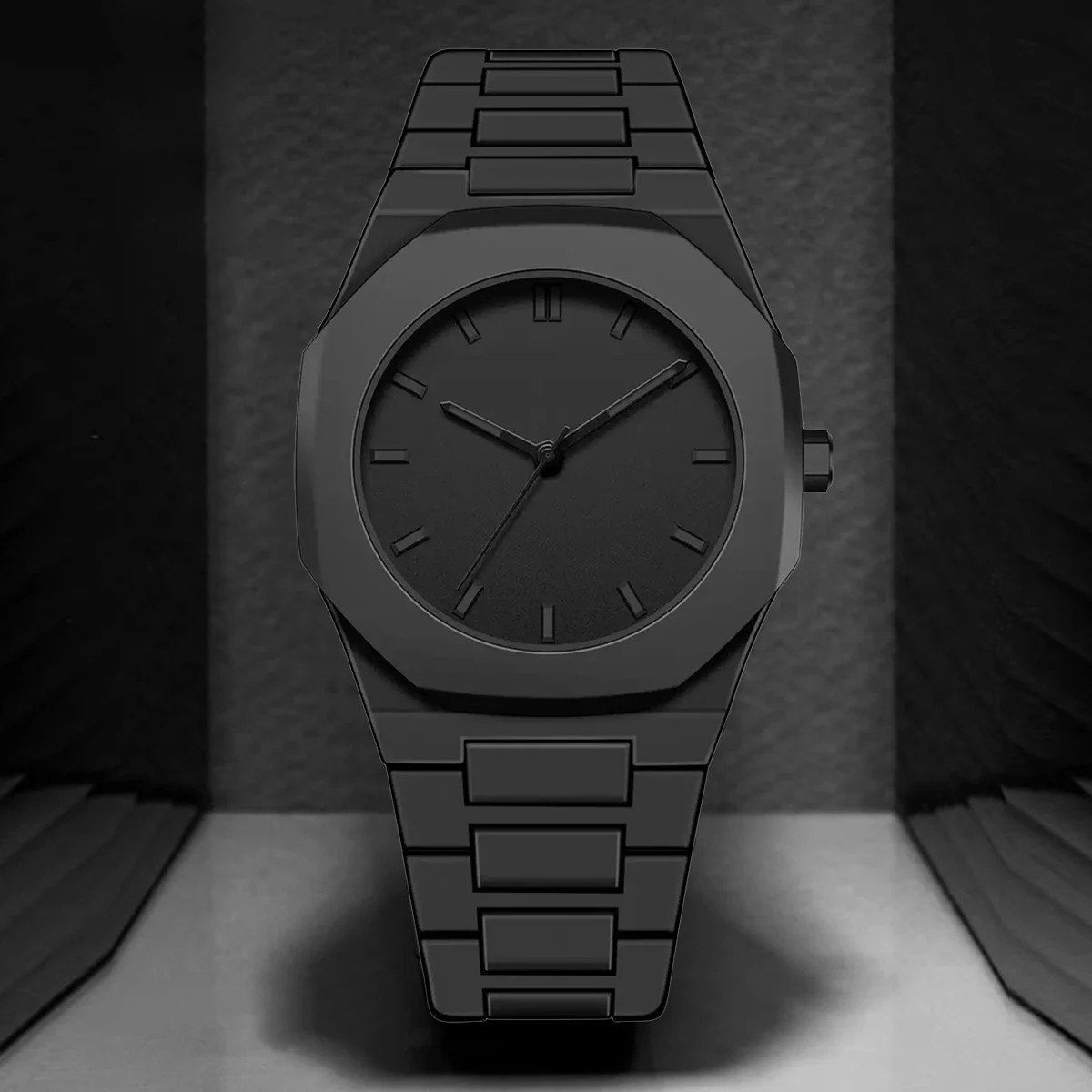 Men Simple Quartz Watch Minimalist Numberless Dial Push Clasp 5 Colors Battery