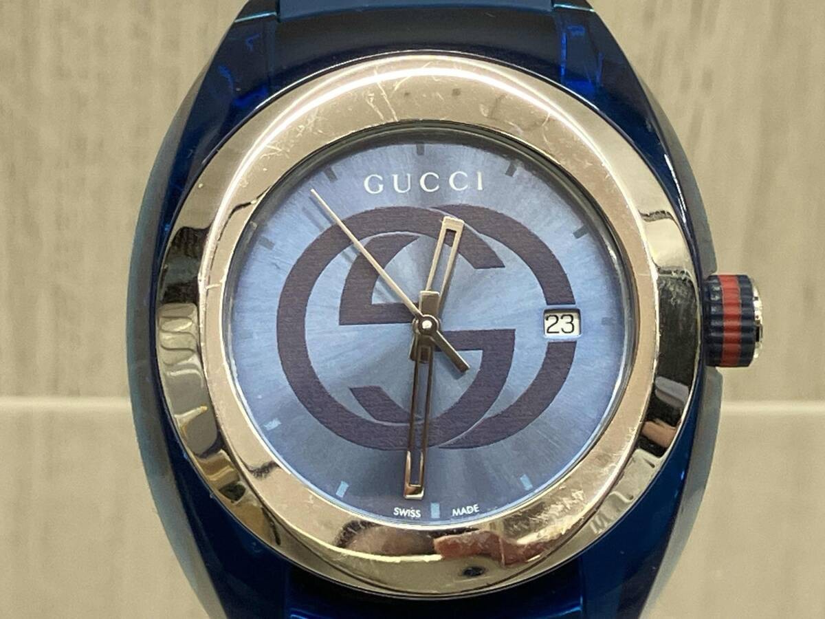 GUCCI 137.1 Quartz Watch Case 40mm Rubber Strap Small Scratches Authentic
