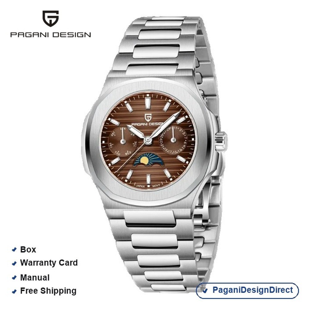 Pagani Design PD-1786 Brown Chronograph Rubber Automatic Men’s Watch