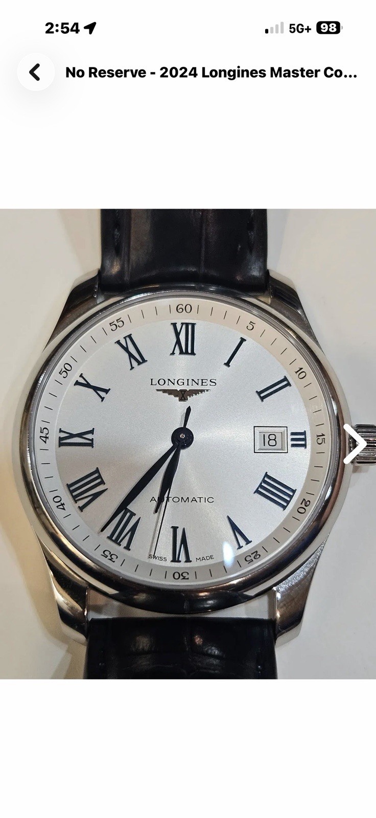 Longines Master Collection Auto Silver Roman Dial Date 40mm box & papers