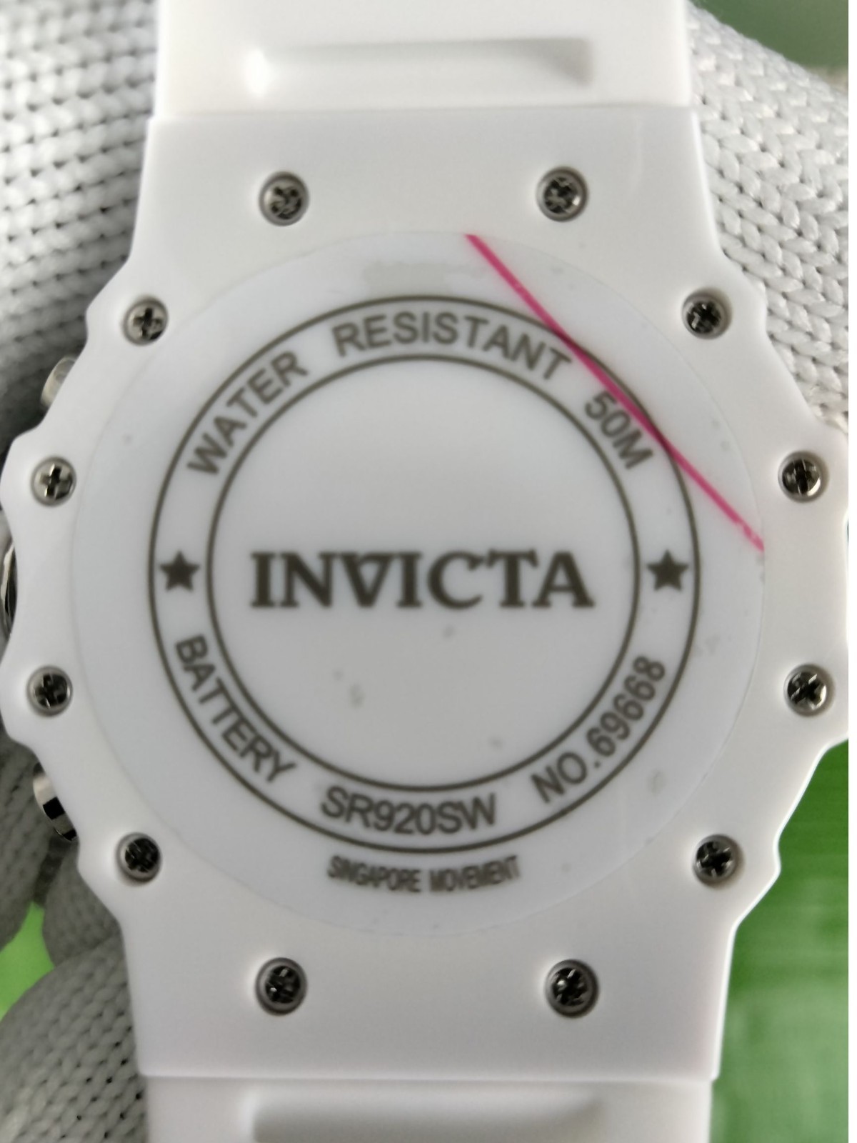 Invicta Racing 69668 Men White Skeleton Silver Dial Silicone Quartz Watch 43.5mm