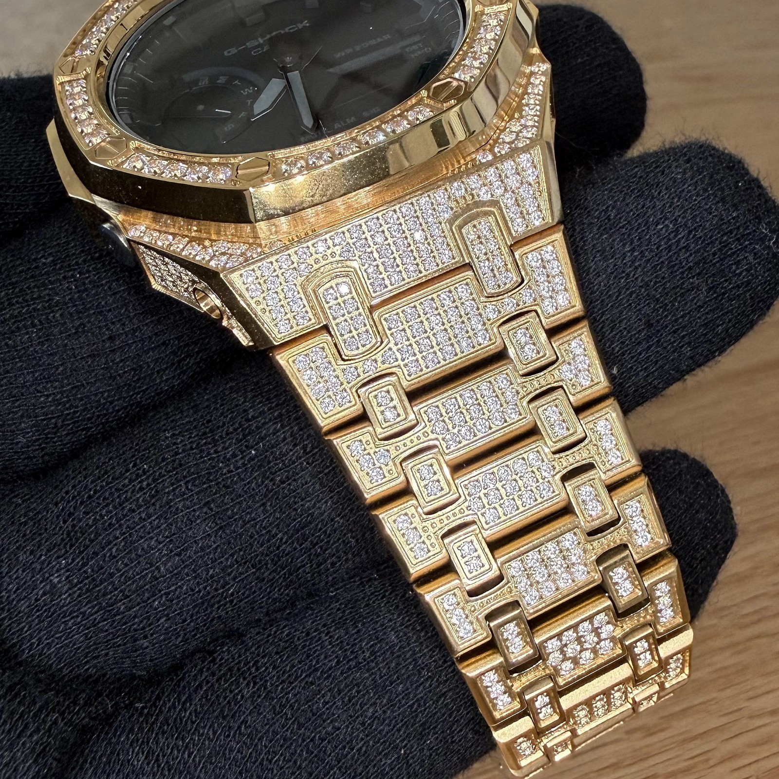 Customized Authentic Casio G Shock GA2100 “Casioak” Gold Iced Out Watch