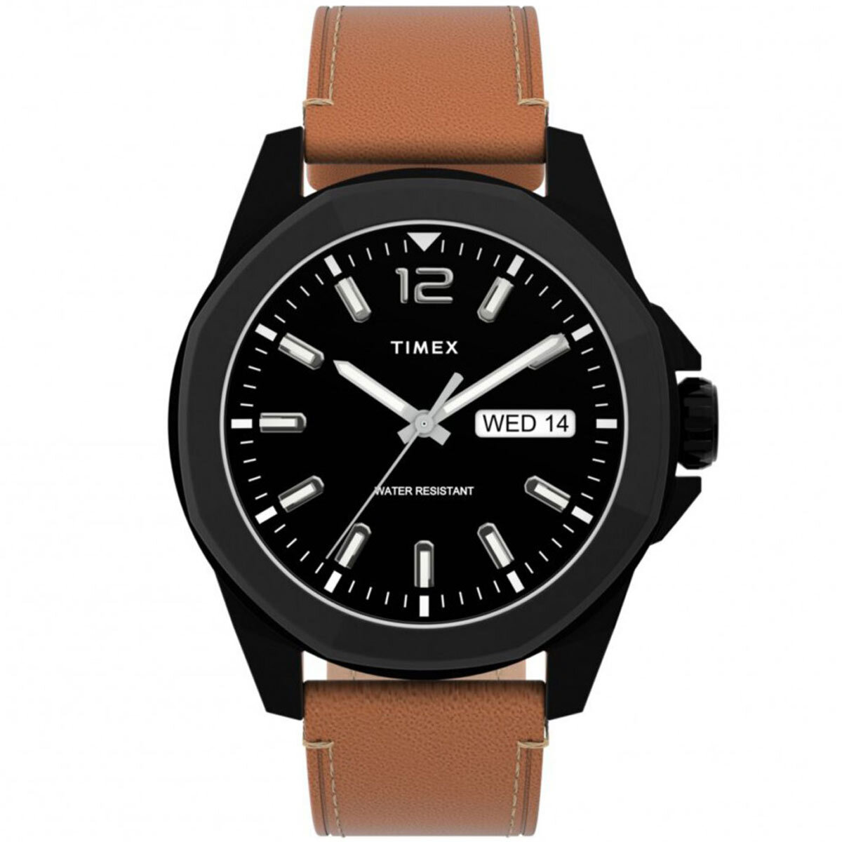 Timex Men’s Watch Essex Avenue Quartz Black Dial Brown Leather Strap TW2U15100VQ