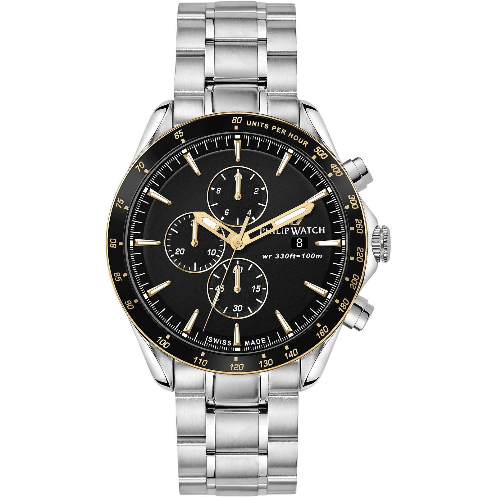 Philip Watch Blaze R8273995007 Steel Chronograph Black Gold Men’s 44mm Watch