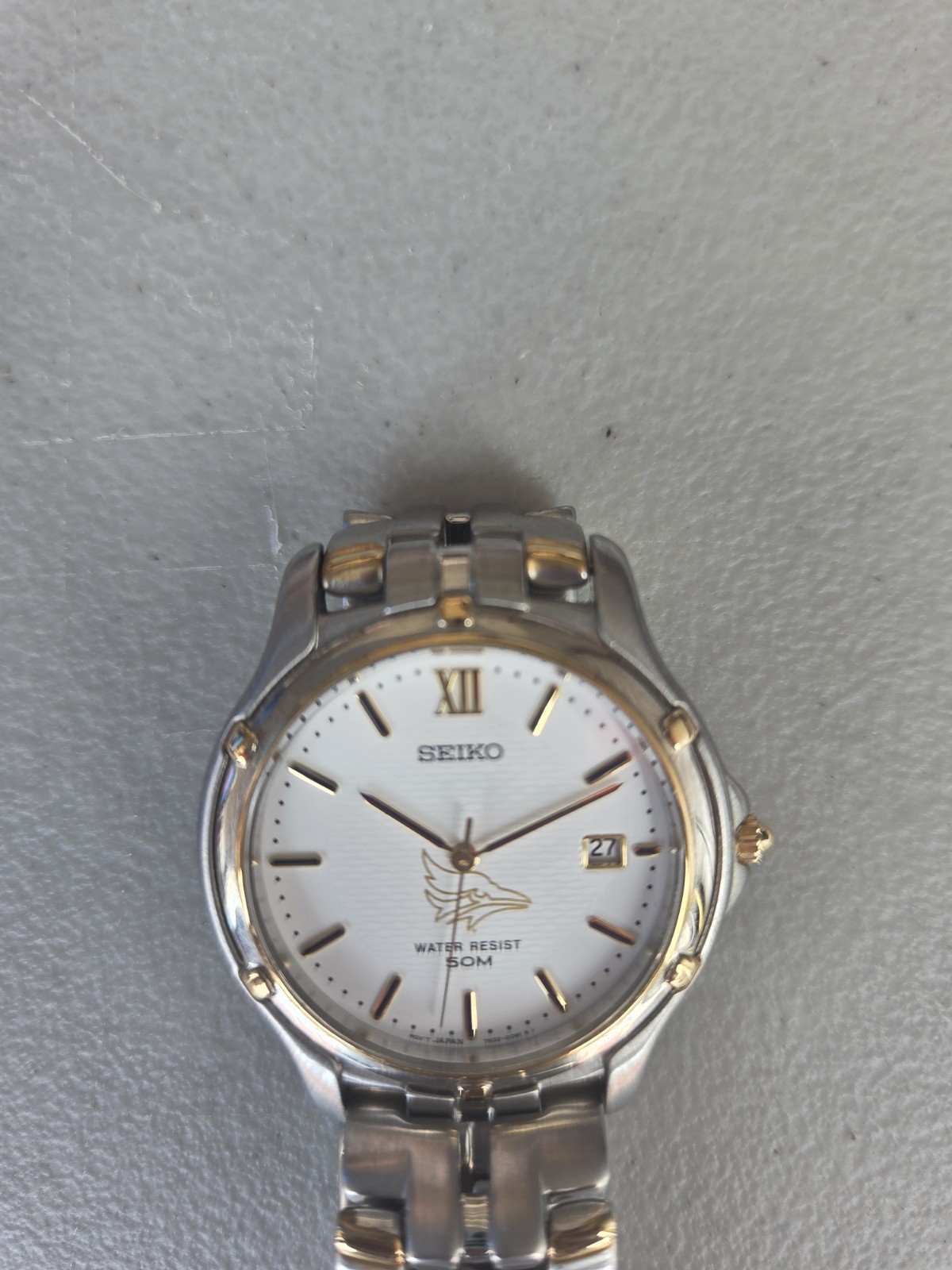 Seiko Two-Tone Watch White Dial Eagle Logo –