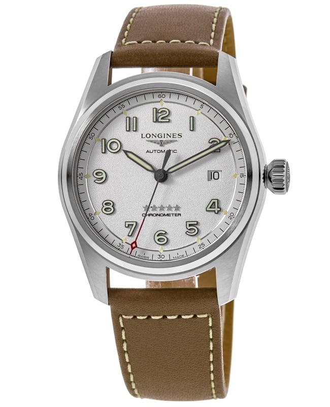 New Longines Spirit Automatic Silver Dial Leather Men’s Watch L3.810.4.73.2