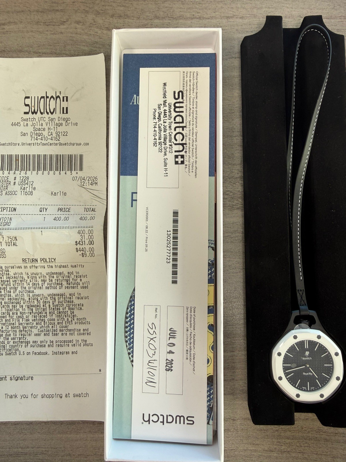 AP X SWATCH ROYAL POP | OCHO NEGRO| BRAND NEW SEALED | BAG, BOX AND RECEIPT