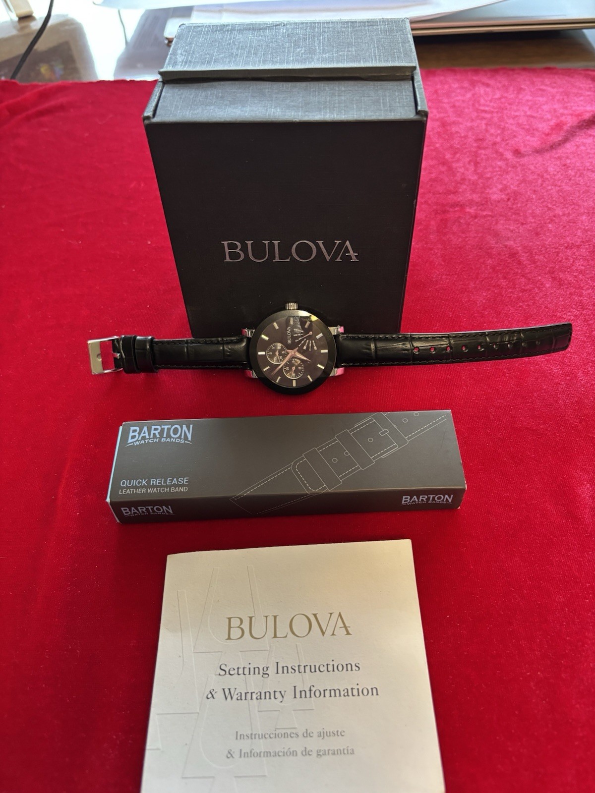 BULOVA FUTURO Man’s Watch New Black leather Band #96C105 Pristine Condition