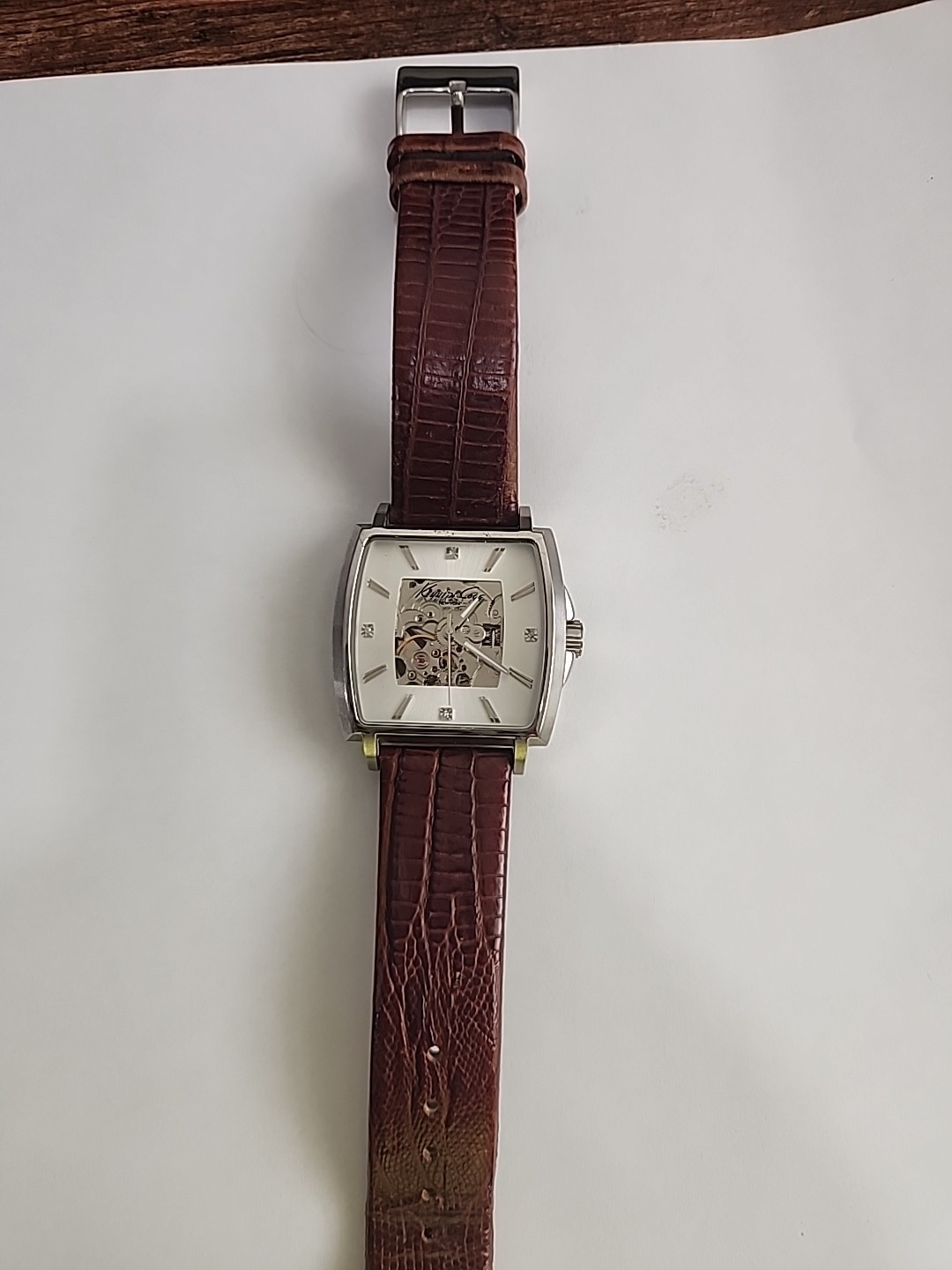 VTG Kenneth Cole KC1617 Men Automatic Skeleton Stainless Steel Watch Diamonds
