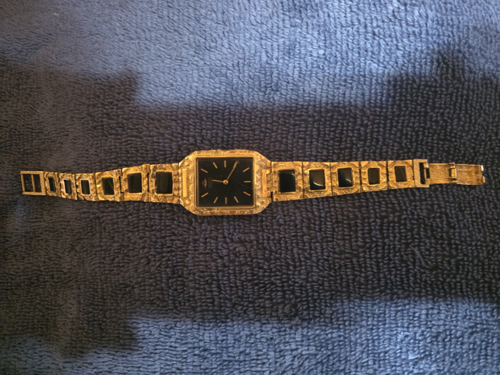 14k “43gram” Solid Gold Watch With Black Onyx Inlay