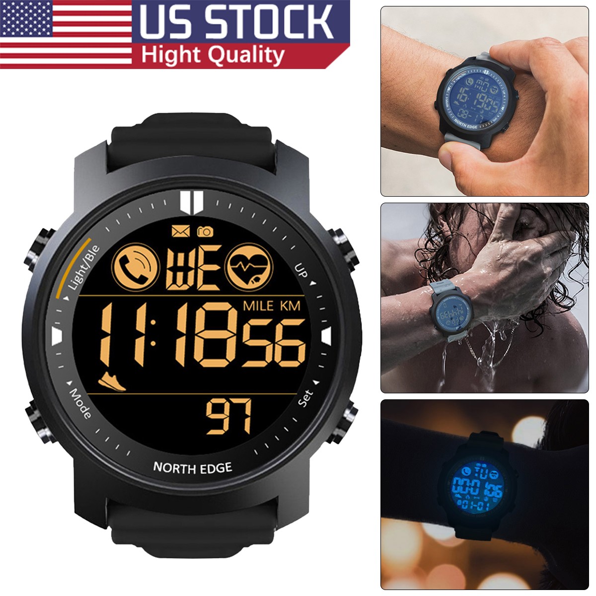 Smart Sports Metal Watch Heart Rate Monitor Waterproof Swimming Bluetooth Watch!