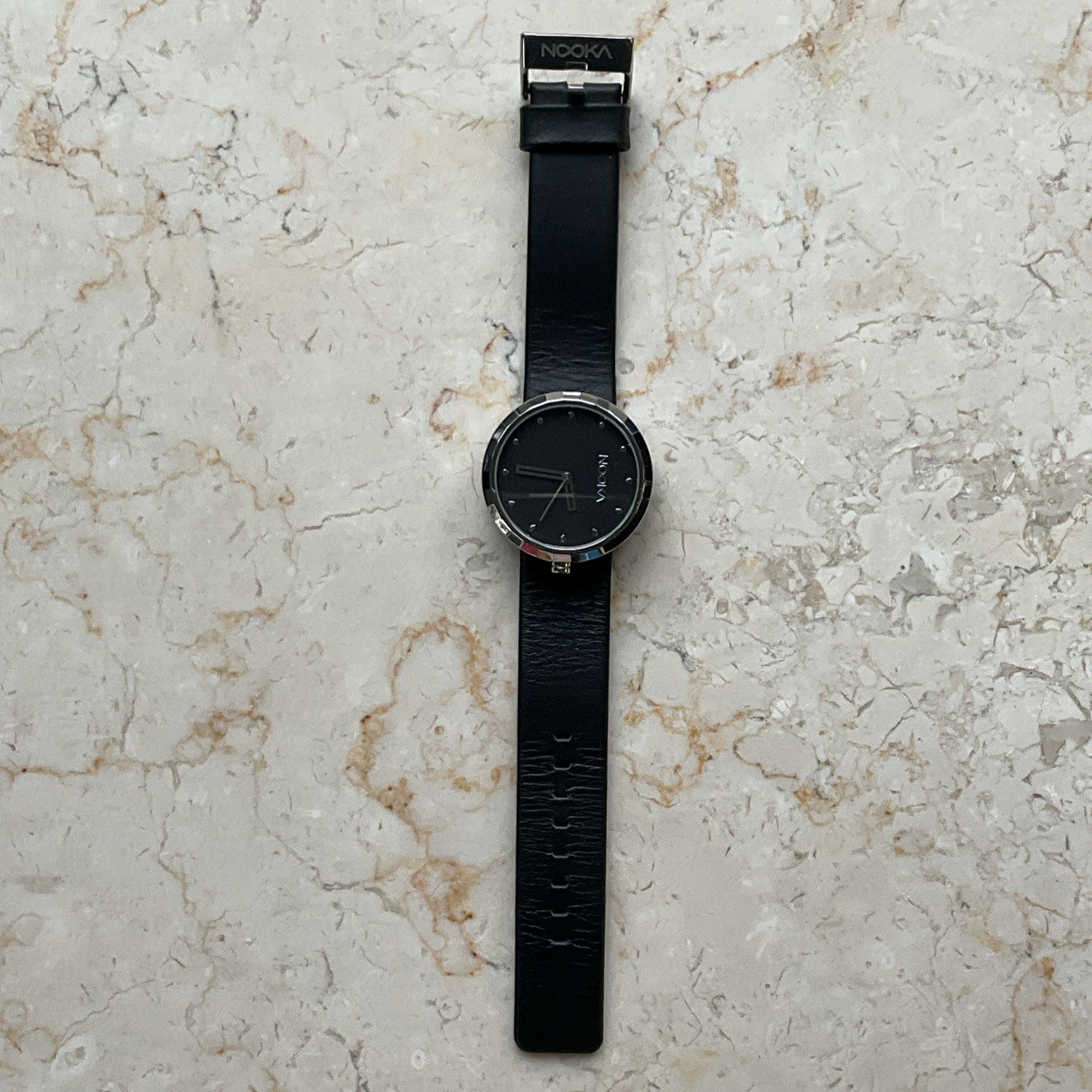 NOOKA NK 360 degree rotating face Black Watch with case needs battery UNTESTED
