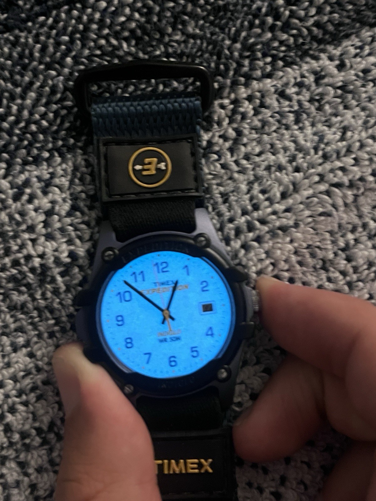 Timex Expedition Quartz Indiglo Date WR 50M White Dial Blue Case NEW BATTERY