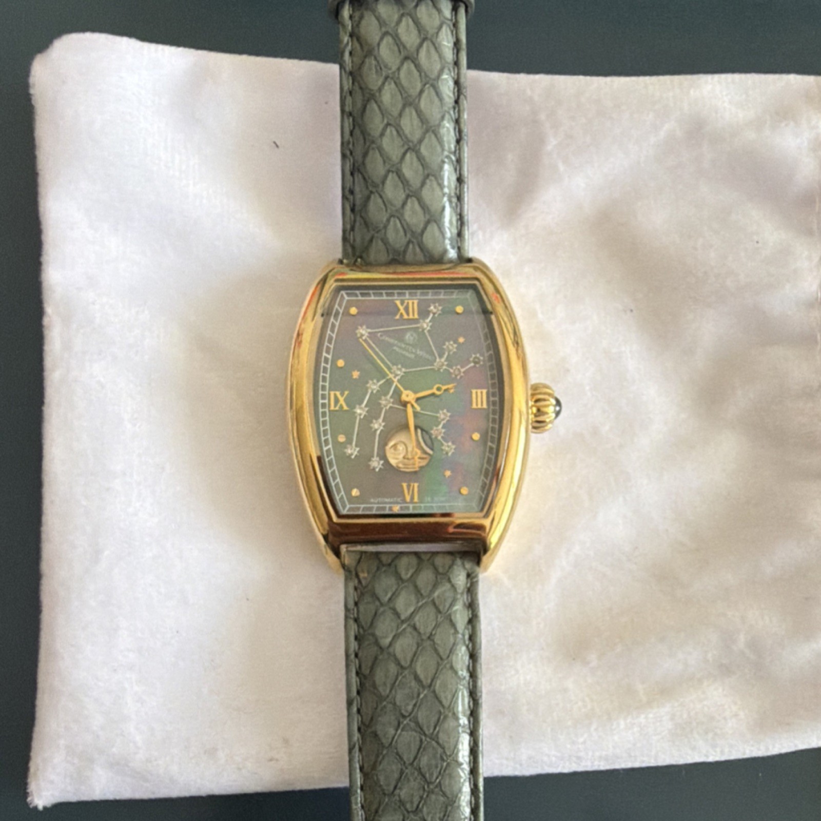Constantin Weisz Pegasus Automatic 35 Jewels Tonneau Multicolor Dial Green