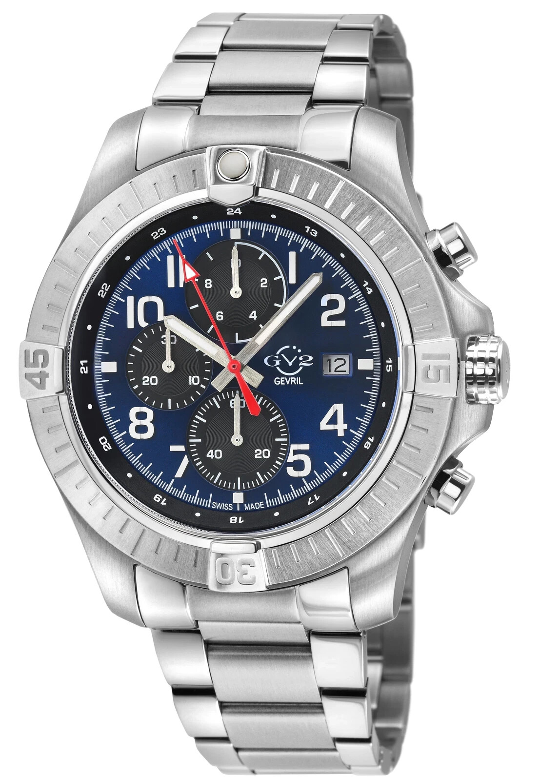 GV2 By Gevril Men’s 42801B T38 Chronograph Blue Dial Stainless Steel IP Watch