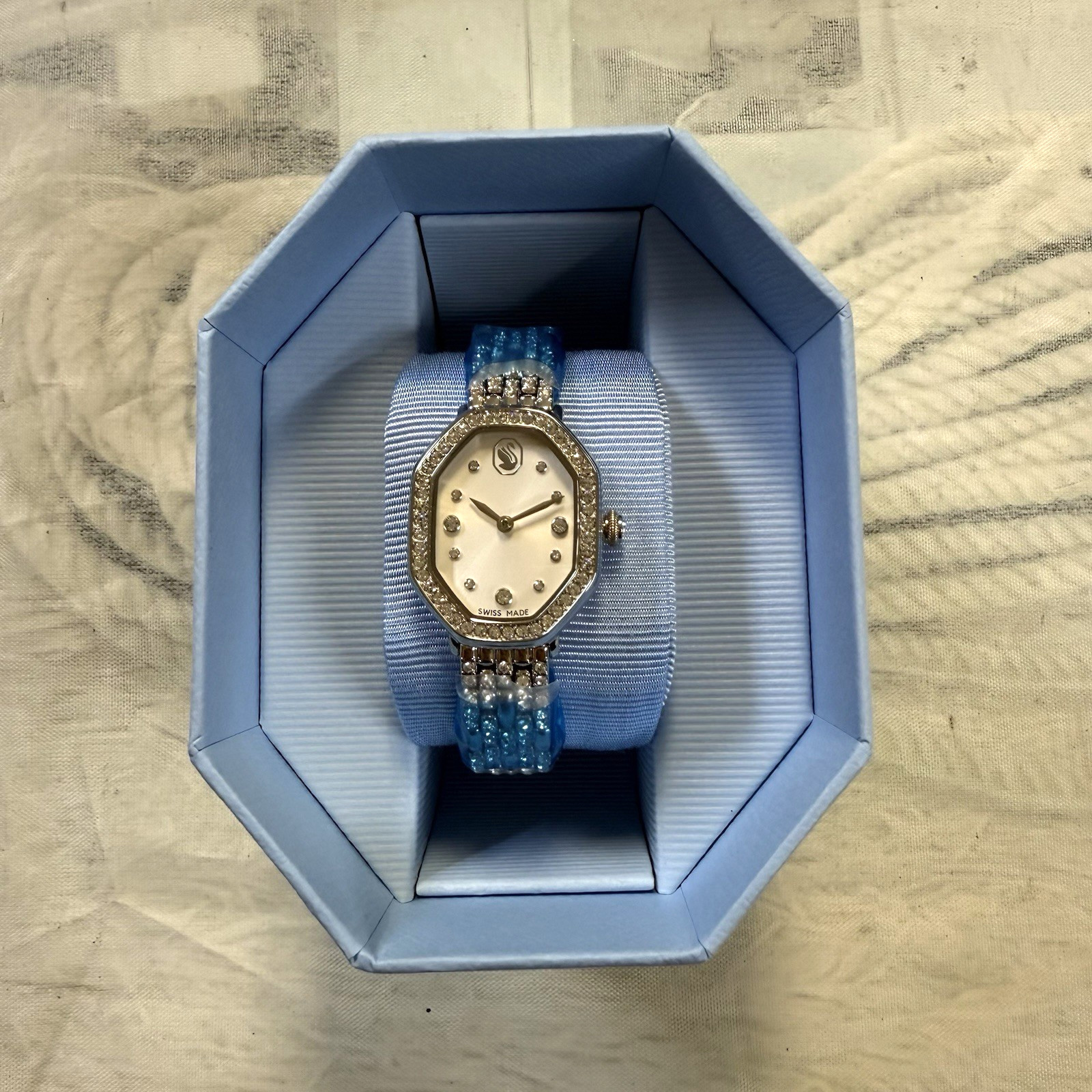 Swarovski Dextera octagon watch Swiss Made, Metal bracelet, Silver tone, 5698690