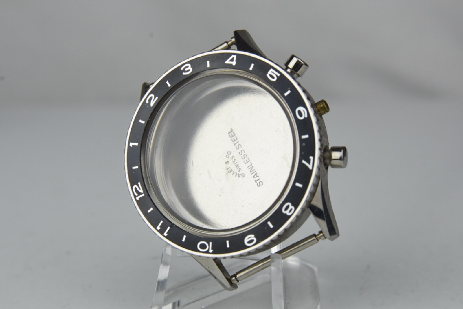 Old stock Case for Vintage Gallet MultiChron Pilot Chronograph Stainless Steel