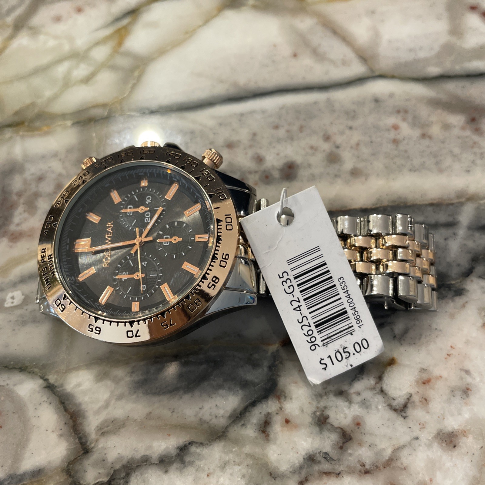 RocaWear Classic Mens Watch Push-Button Band Looks & Runs Great RM9662 New