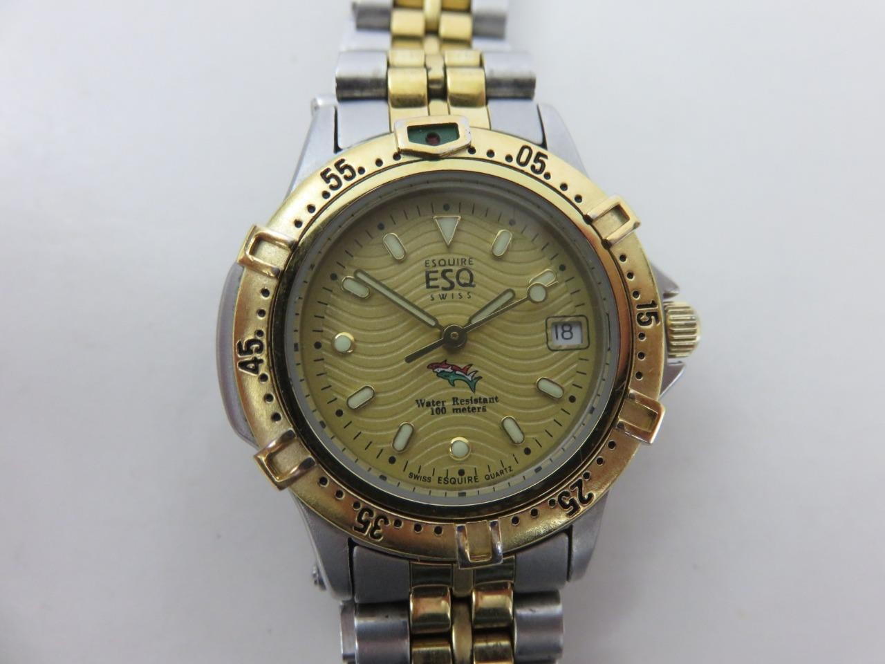 ESQ Watch Esquire/Movado Swiss 100387 Sport 100 M Calendar 2-Tone Bracelet