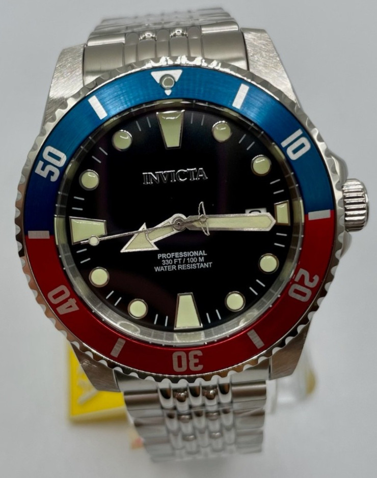 Invicta Pro Diver Automatic Men’s 44mm Pepsi Bezel Lume Markers SS Watch 39751