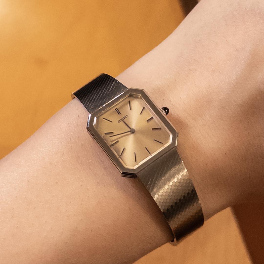 SEIKO 1400-5100 Rectangular Quartz Wristwatch Working Vintage