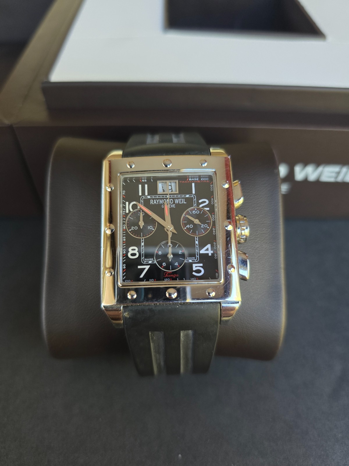 RAYMOND WEIL TANGO CHRONOGRAPH WATCH 4881 WITH RUBBER STRAP / BOX & PAPERS