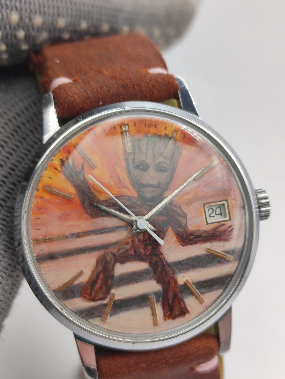 Piece Unique Watch Groot Artwork Poljot 2614.2H Hand painted Handmade Man