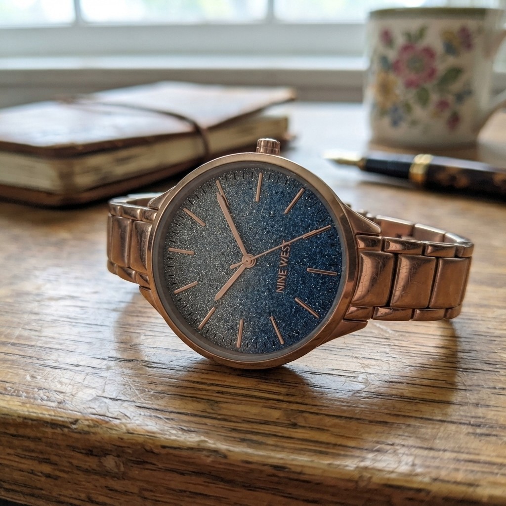 Chic Women’s Bracelet Watch – Adjustable Rose Gold with Glamorous Ombre Face