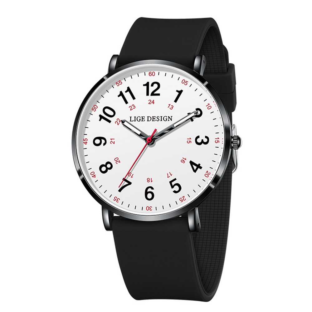 LIGE Men Quartz Watch Fashion Silicone Wristwatch for Student Boys Girls Watches