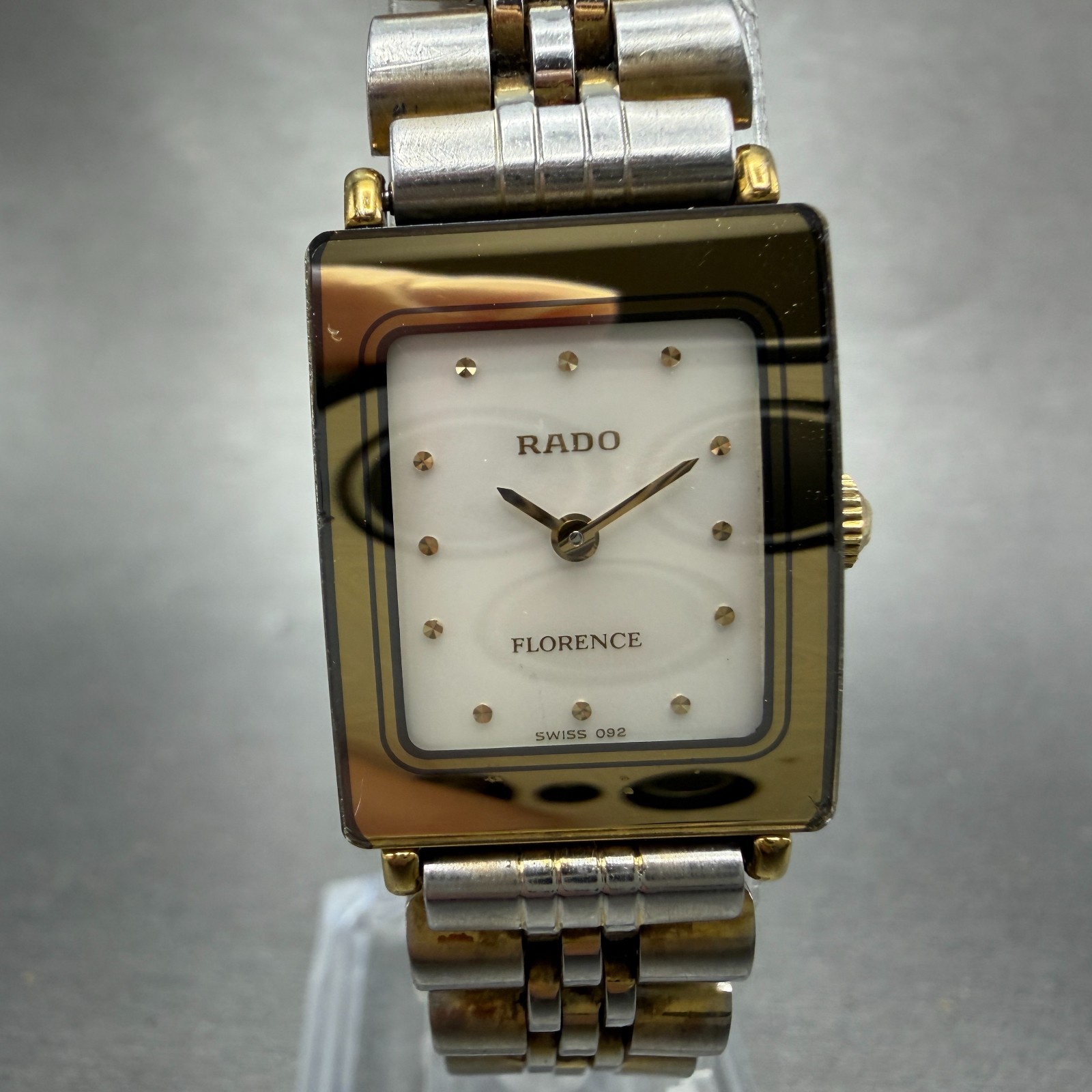 Rado Florence Tank Watch Women 18mm MOP Dial Gold Tone 153.3606.2 New Battery