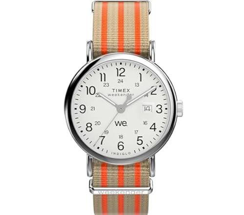 Timex Weekender 40mm White Dial Men’s Quartz Watch Tan Fabric Strap TW2Y08900