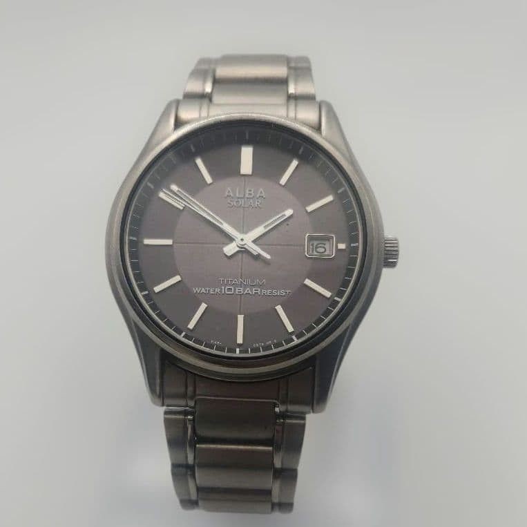 Alba Men s Working Date Solar Titanium Business