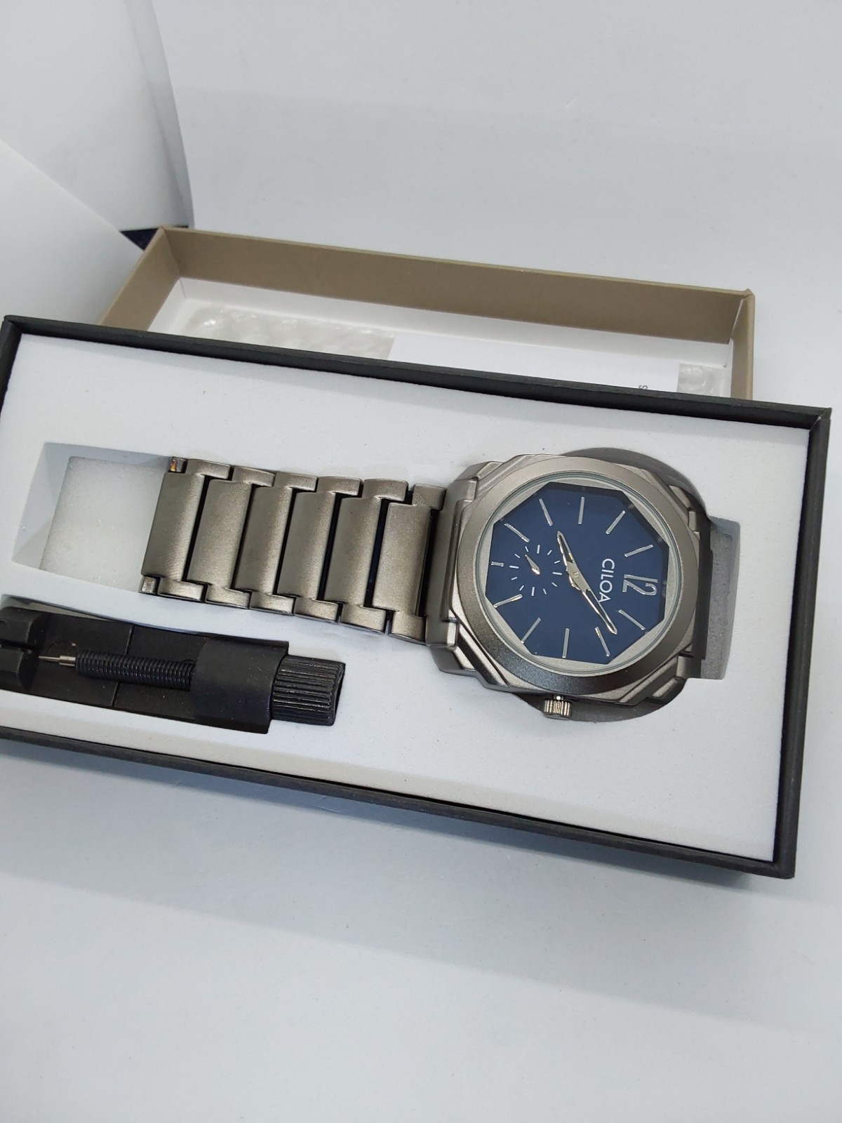 Blue Dial Small Seconds Octoganal 42mm Watch By Ciloa Ref 613