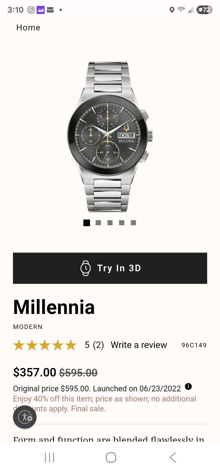 Bulova Millennia Men’s Quartz