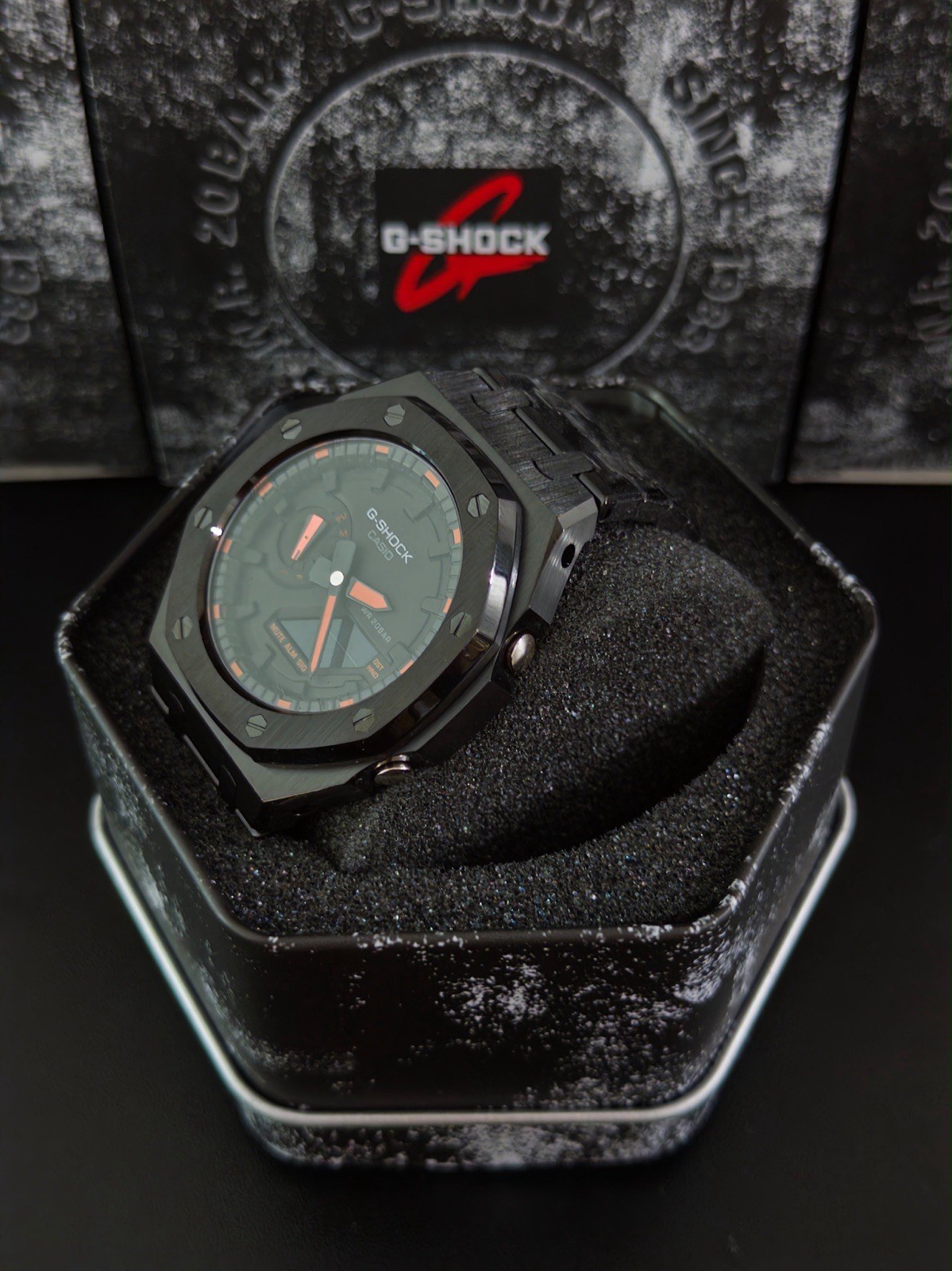 Casio GA-2100 G-Shock Watch – Sandblasted Black Case Mod – Black Dial