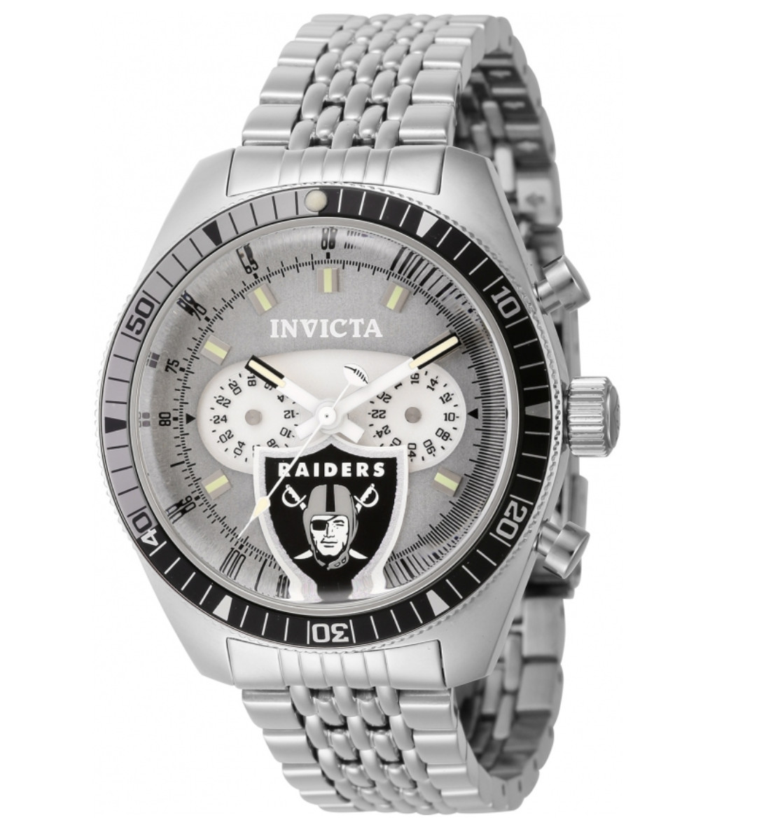 Invicta NFL Las Vegas Raiders Men’s 43mm Stainless Quartz Dual Time Watch 44993