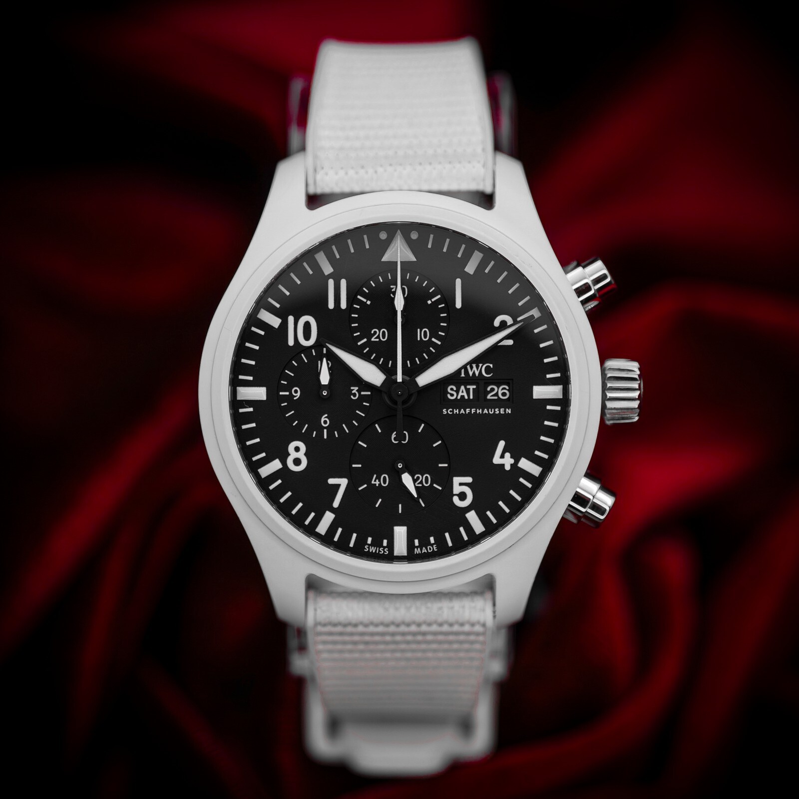 IWC Pilot’s Chronograph Top Gun Edition “Lake Tahoe” IW389105 White Ceramic MINT