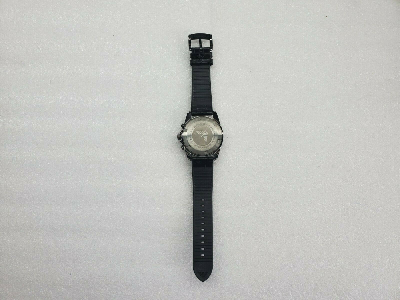 EMPORIO ARMANI SIGMA CHRONOGRAPH DATE BLACK LEATHER MEN’S WATCH AR6097 DISPLAY